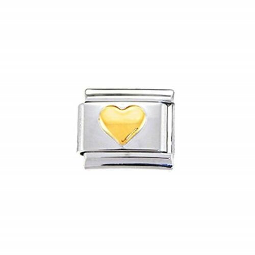 9mm Italian charm - Gold Heart enamel charm - Click Image to Close